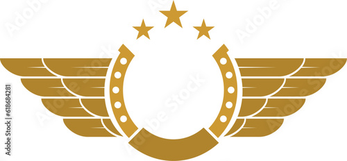 Golden horseshoe with wing and star