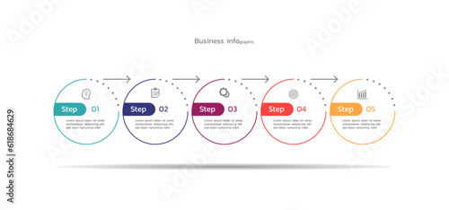 business infographic template elements background with 5 step