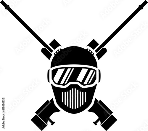 Soldier mask with cross sniper rifle