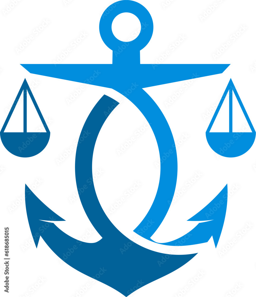 Nautical anchor with balance scales Nautical anchor with balance scales
