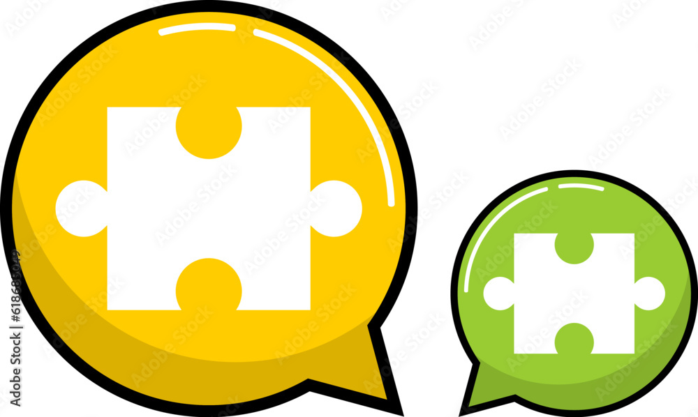 Double chat bubble with puzzle part Double chat bubble with puzzle part