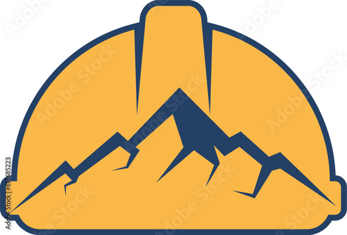 Safety helmet with mountain silhouette