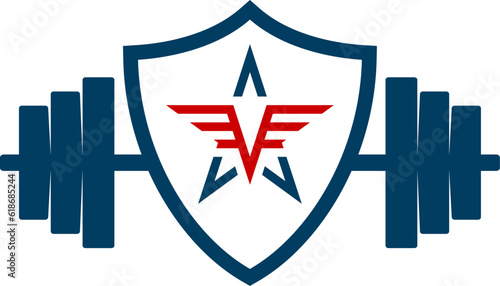 Shield with barbel and star inside
