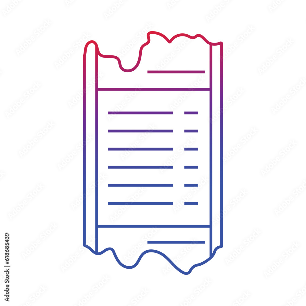 Gradient paper document icon over white background, half line style, vector illustration Gradient paper document icon over white background, half line style, vector illustration