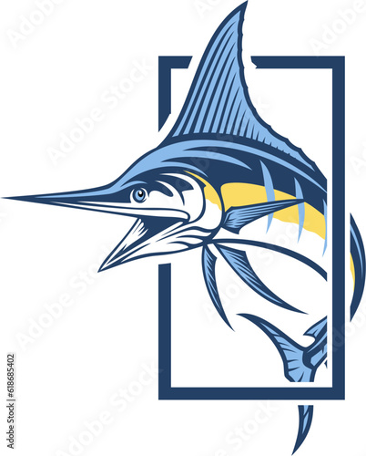 Blue marlin with square frame
