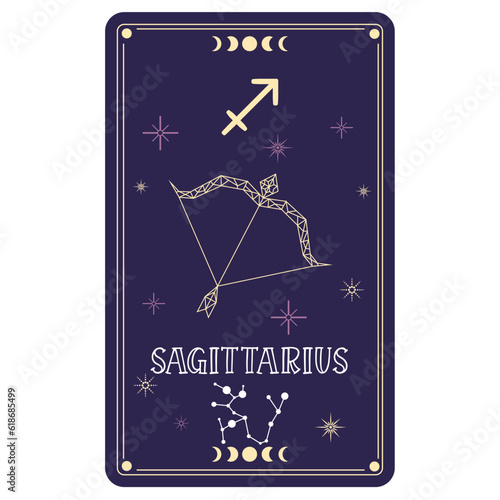 Isolated tarot card with sagittarius zodiac sign Vector