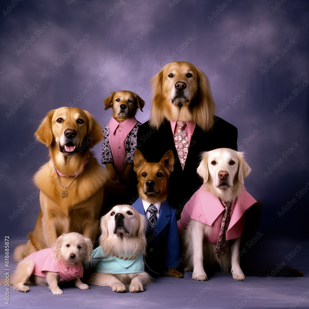 family portrait of dogs