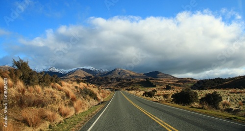 Breathtaking winter landscape during roadtrip from Queentown to Te Anau, New Zealand.