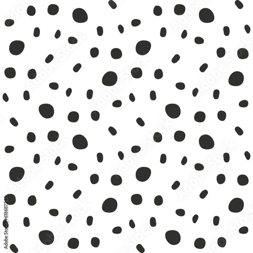 Ditsy seamless pattern with black dots on white background