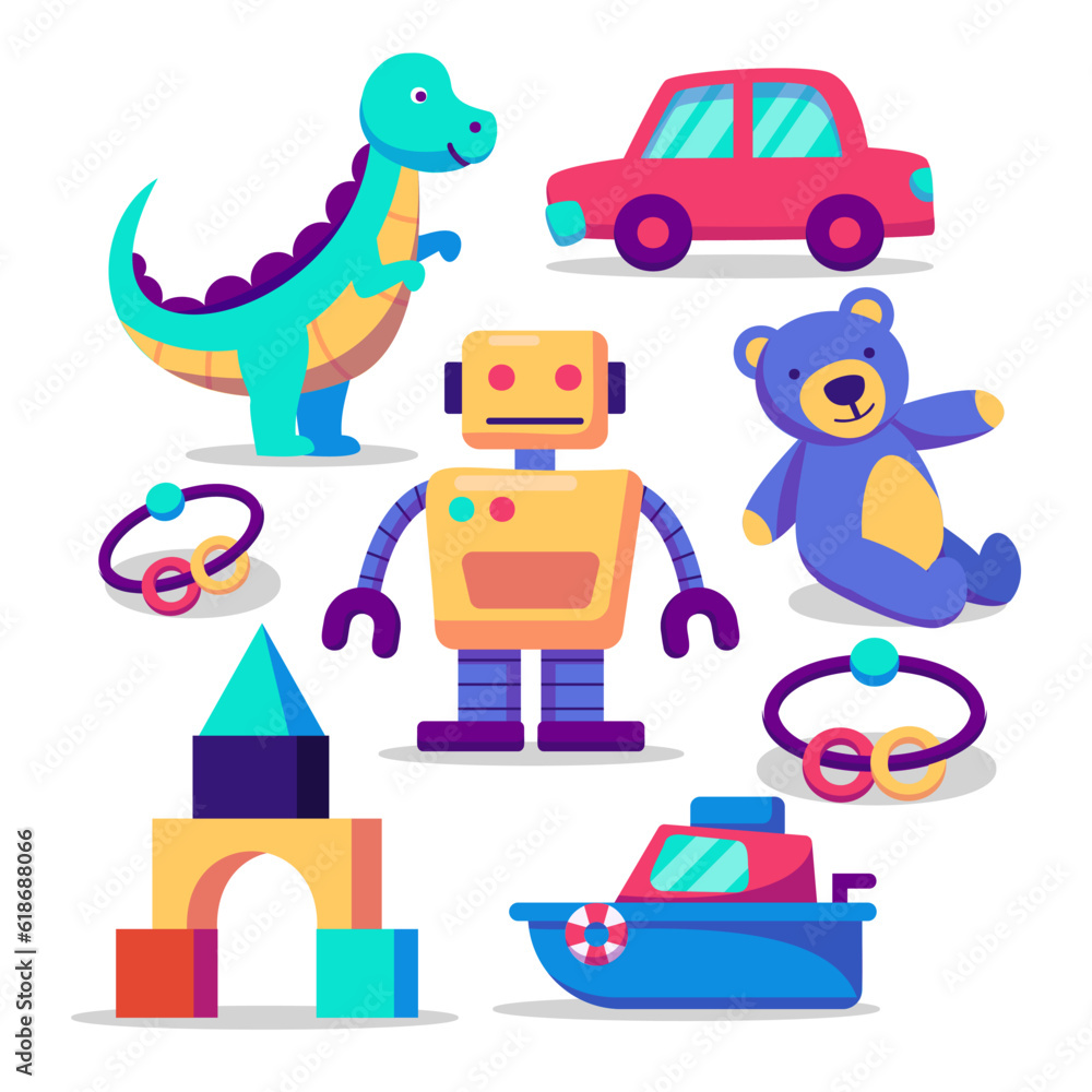 Fototapeta premium Set Toys Cartoon