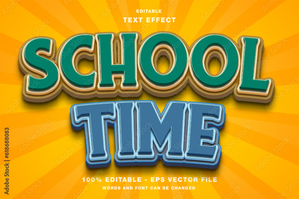school time text effect