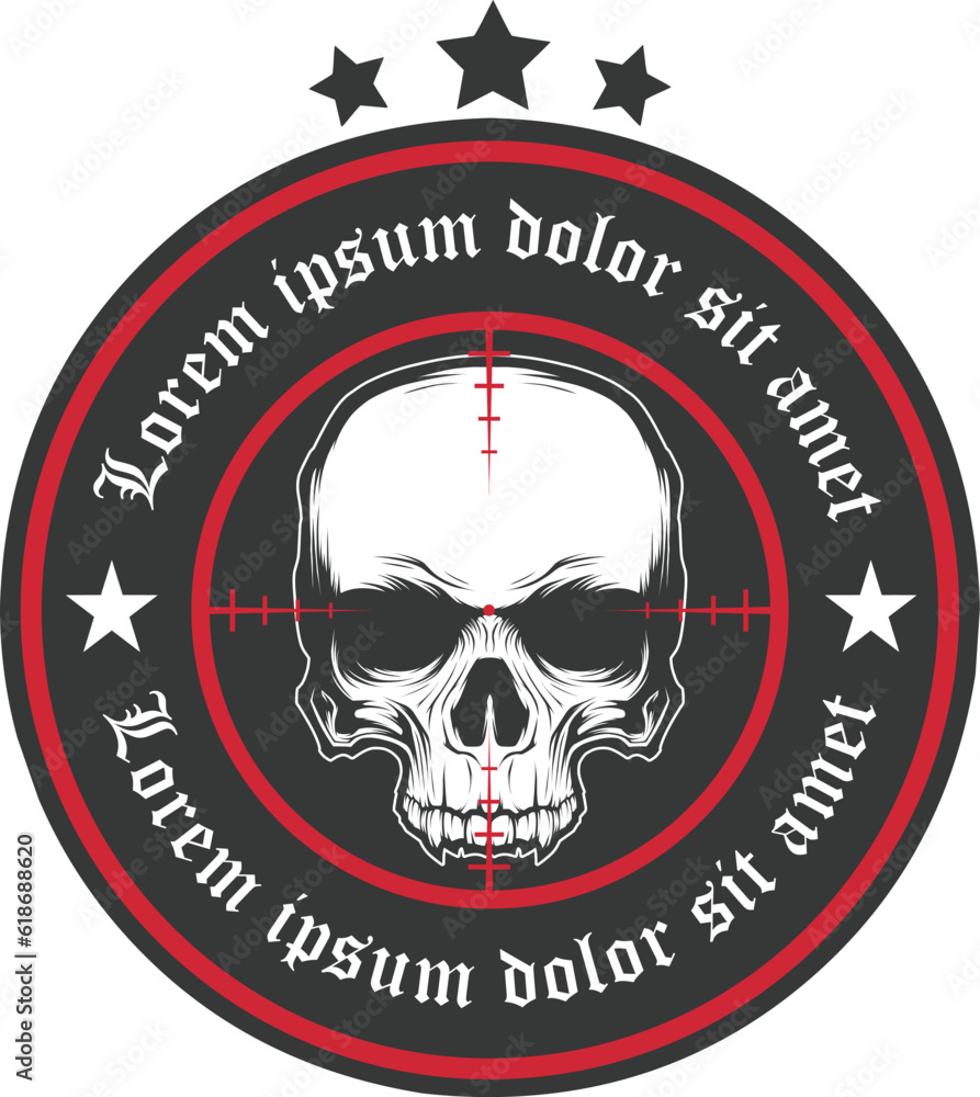 Skull head emblem logo design
