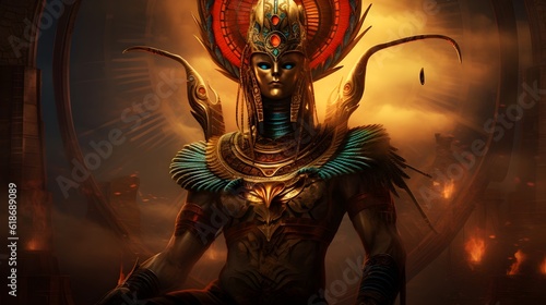 Egyptian god Ra. Ra, Egyptian, mythological, god. Created with Generative AI Technology. 