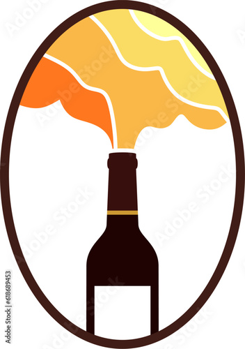 Ellipse shape with beer bottle and cloud