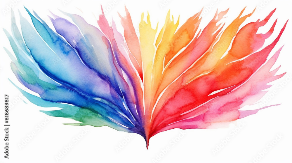Colorful watercolor wings, splash on white background. Vector illustration for design. Generative AI