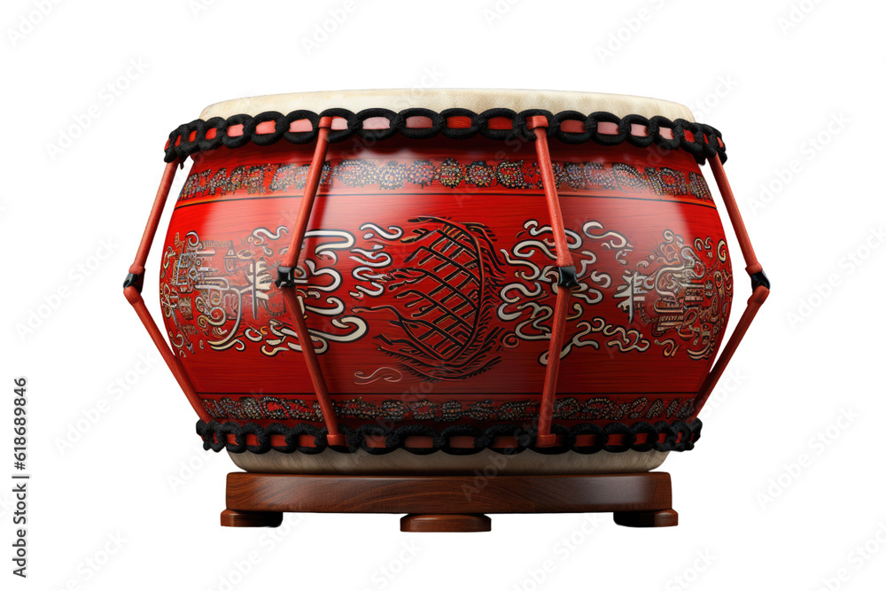 taiko drum isolated on a transparent background, generative ai Stock