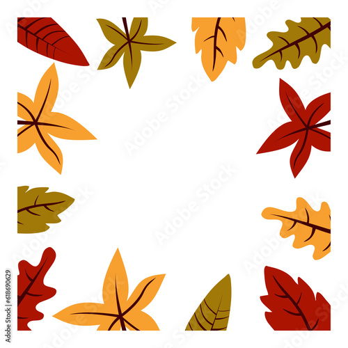 Colorful A border with vibrant autumn leaves, perfect for adding to posters and invitations.