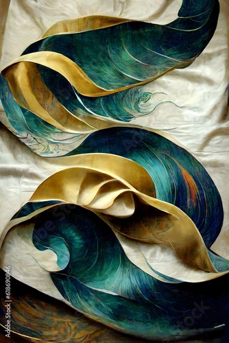 style of Abstract Art Nouveau and Cloisonnism Waves Silk  photo