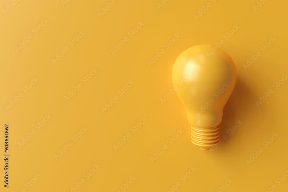 Light bulb on yellow background. concept of inspiration Innovation and new ideas of business and education, human creativity aimed to success. 3D illustration Light bulb on yellow background. concept of inspiration Innovation and new ideas of business and education, human creativity aimed to success. 3D illustration