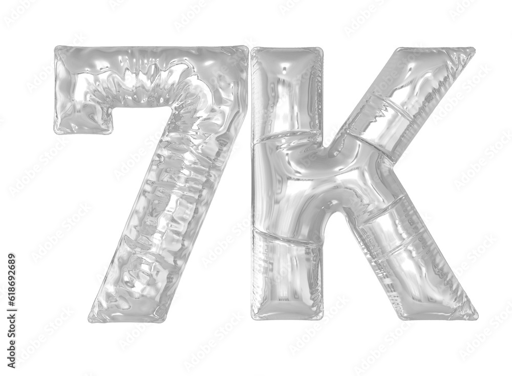 7K Follower Silver Balloons 3D