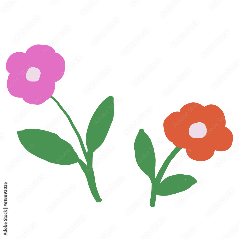 Icon Flower red and pink isolated on white background