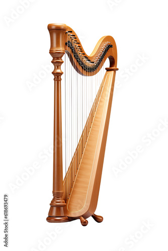 Tableau sur toile harp isolated on a transparent background, generative ai