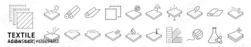 Fabric icon set. Fabric textile icon set. Fabric icons. Vector illustration. Editable Stroke.