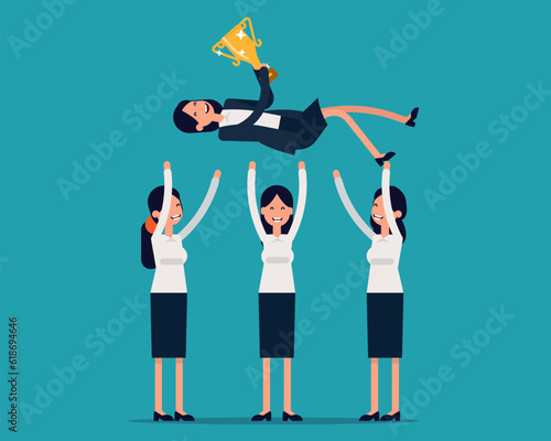Colleague celebrating achievement. Vector illustration Successful