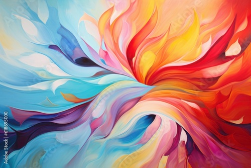 Exuberant ecstasy expressed: Vibrant colors, expressive brushwork, and abstract forms converge to encapsulate the essence of intense joy and bliss, igniting a visual journey Generative AI