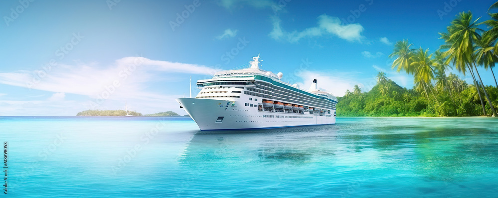 cruise ship in the sea - obrazy, fototapety, plakaty 
