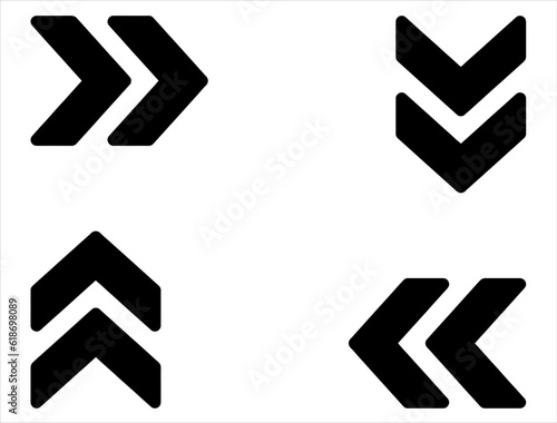 Set of chevron icons silhouette