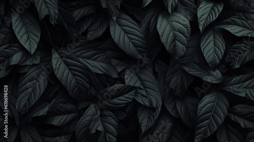 Tropical leaf in dark green texture generated ai © tydeline