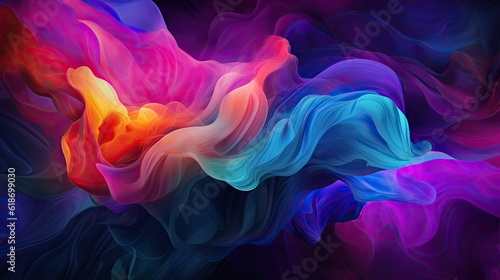 Abstract colorful waves on black background generated ai