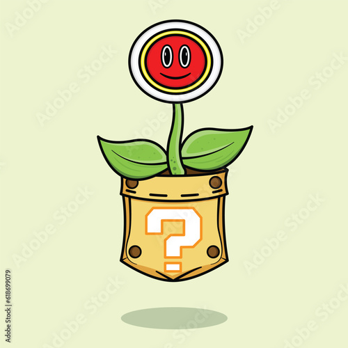 illustration of power up flower in box