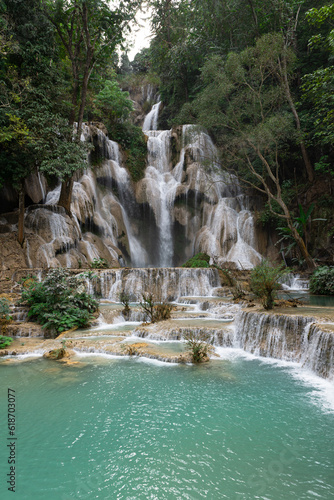 Fototapeta Naklejka Na Ścianę i Meble -  Kuang Si Waterfalls, Luang Phrabang, Laos.                     