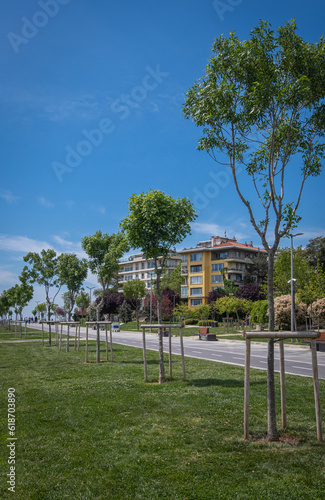 bicycle lane and walking path. coastal road, moda, kadikoy, istanbul. turkey.