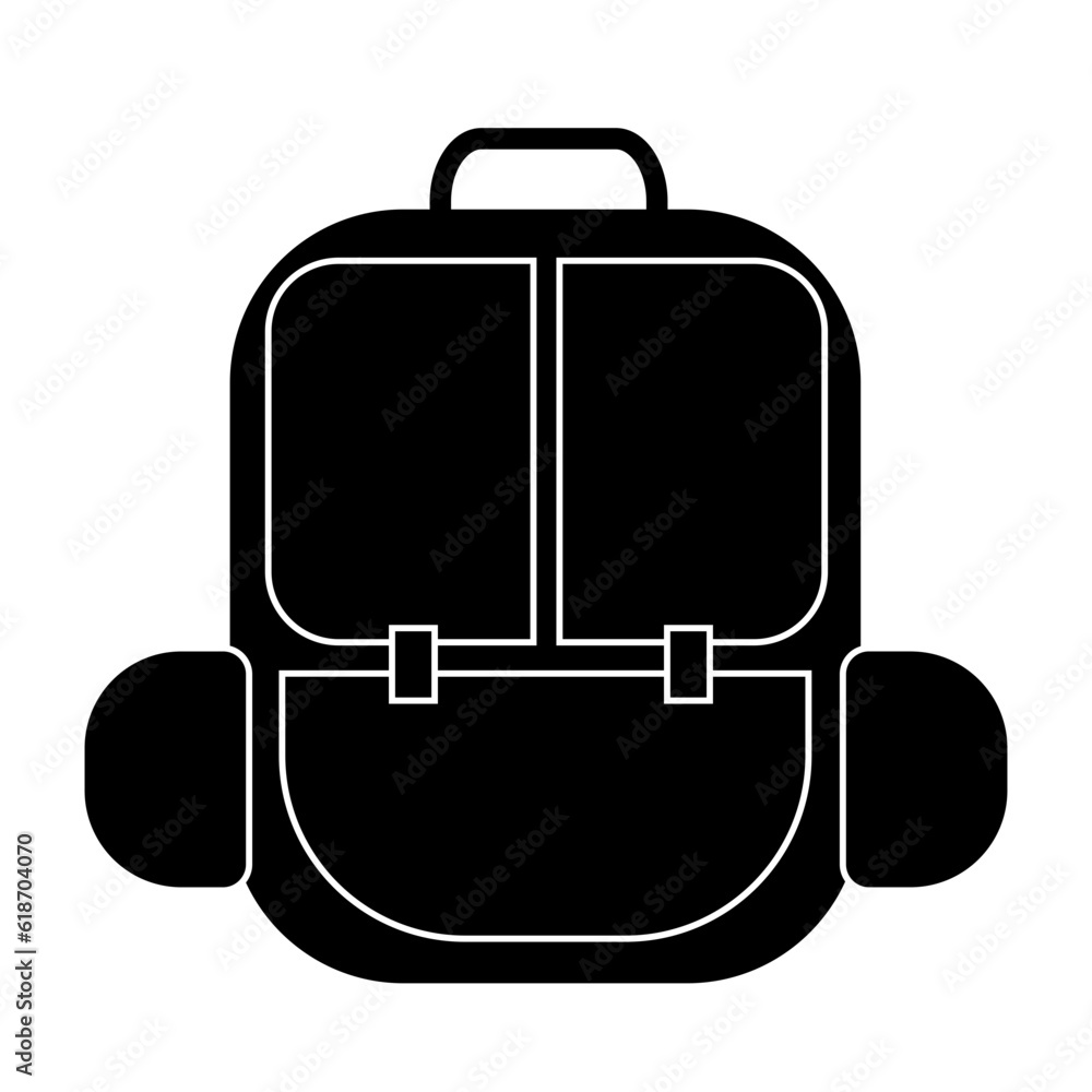 Bagpack icon with black filled style Bagpack icon with black filled style
