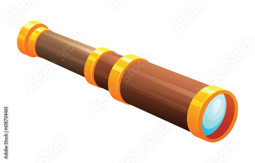 Vintage telescope cartoon. Spyglass pirate vector illustration isolated on white background photo