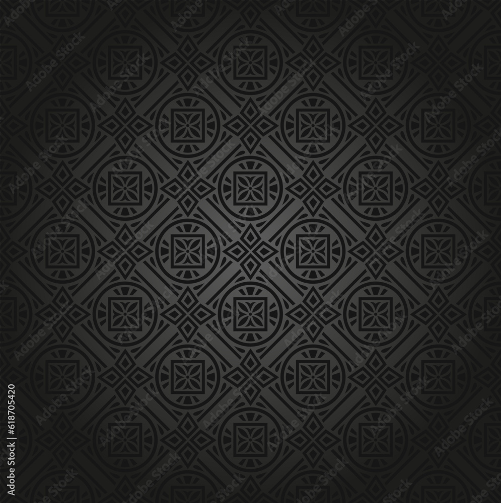 Seamless dark damask pattern design