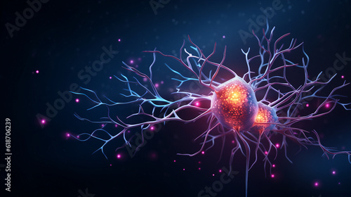 nerve cell  neuron. Generative ai