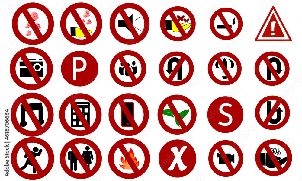 vector graphic illustration of warning, attention, forbidden to do someting. set of attention vector graphic illustration of warning, attention, forbidden to do someting. set of attention