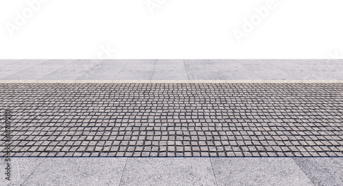 Fotografia, Obraz Empty pedestrian road with two sidewalks in PNG isolated on transparent background
