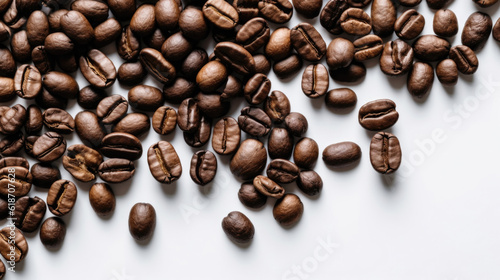 Roasted Richness: Coffee Beans on White Background Generative AI