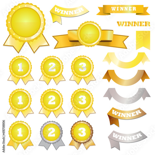 Set of award flat badge icons