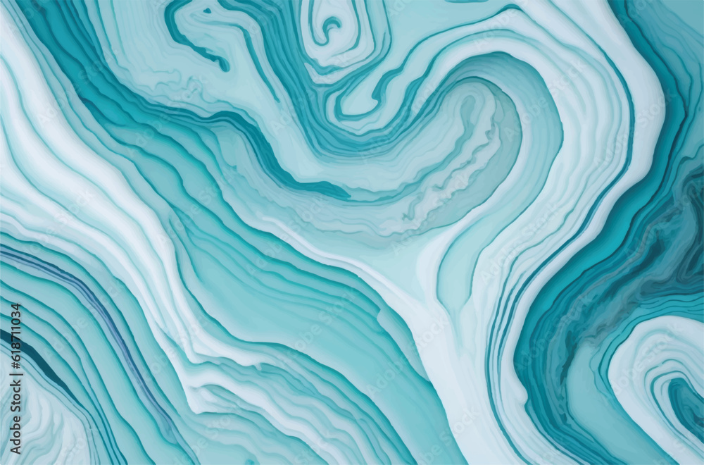 Abstract aquamarine marble wave texture in vector illustration. Aqua marble wave