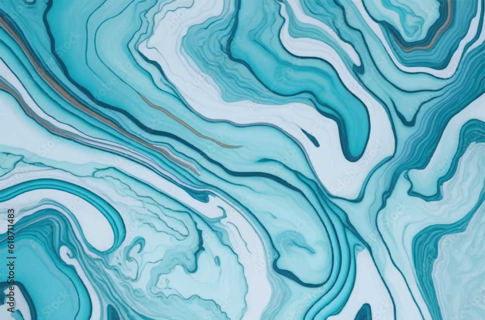 Abstract aquamarine marble wave texture in vector illustration. Graceful aquamarine