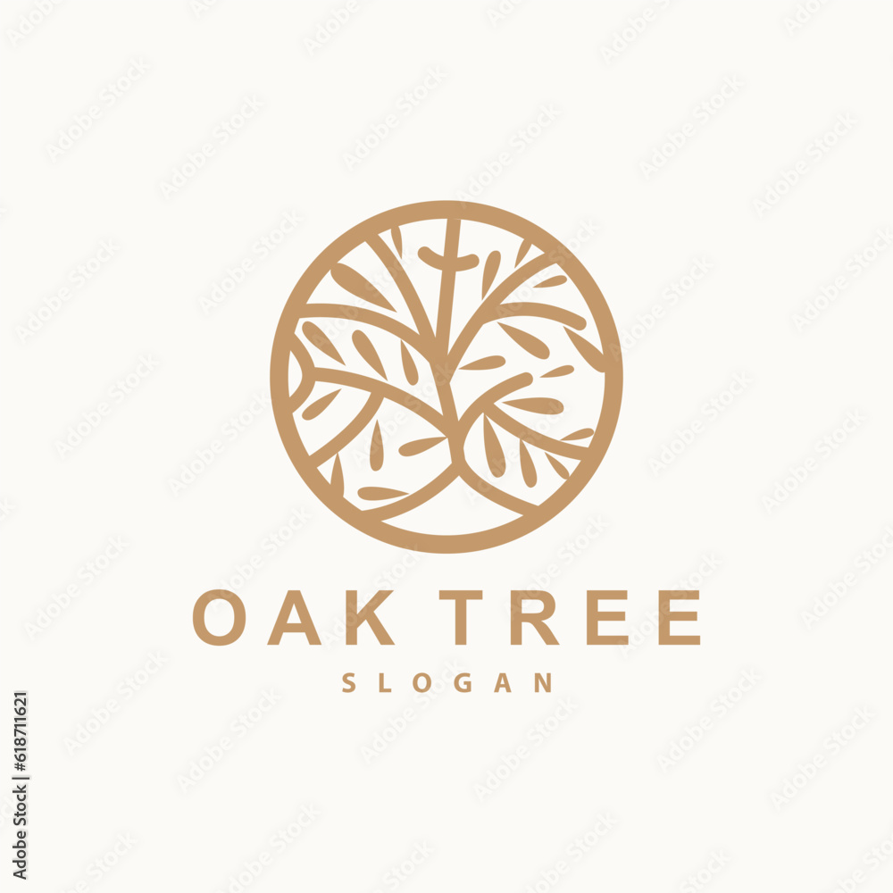 Oak Tree Logo, Nature Tree Plant Vector, Minimalist Simple Design, Illustration, Silhouette, Template Oak Tree Logo, Nature Tree Plant Vector, Minimalist Simple Design, Illustration, Silhouette, Template