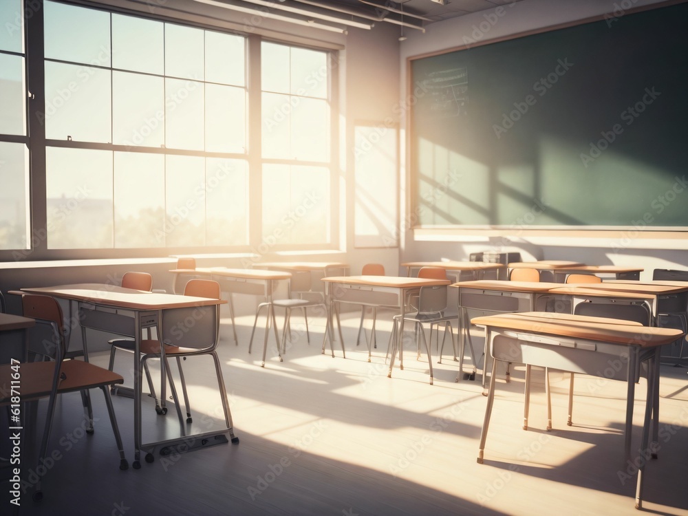 Interior of school classroom generative ai Interior of school classroom generative ai