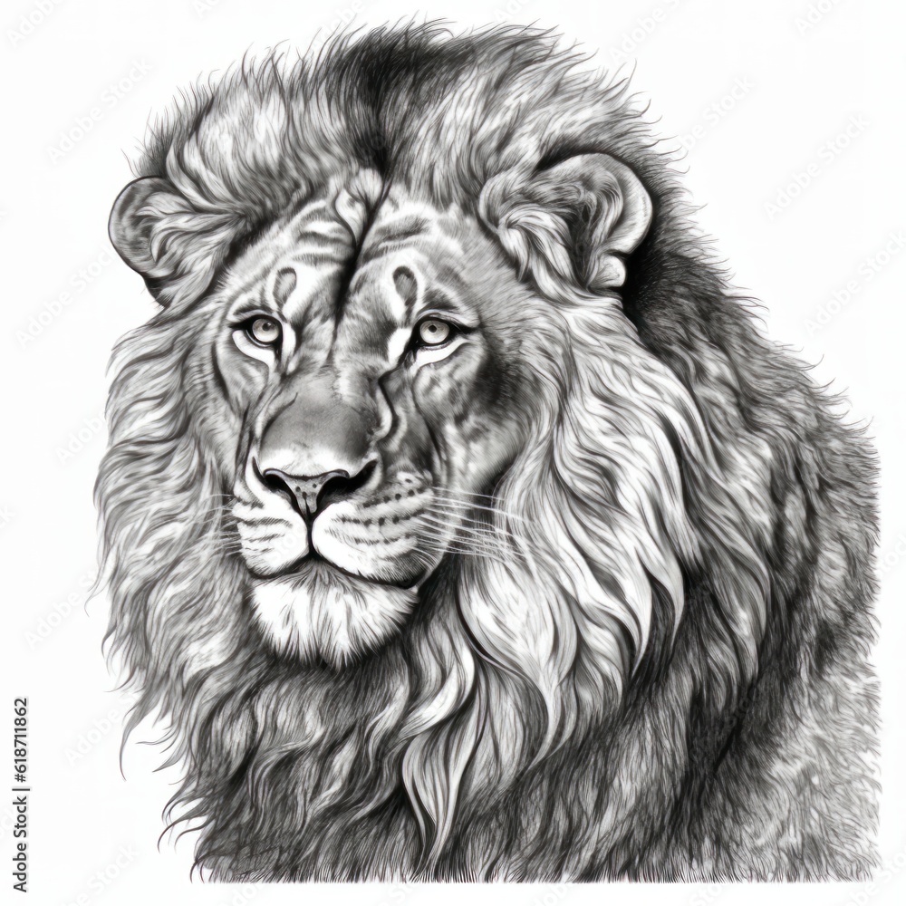 lion head isolated on white, Generative with AI lion head isolated on white, Generative with AI
