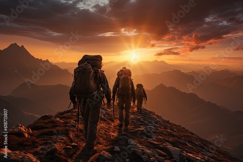 siluet a men hiking on the mountain © Media Srock
